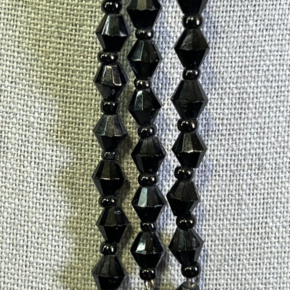 West Germany three strand glass black necklace. Beautiful piece - Picture 3 of 3